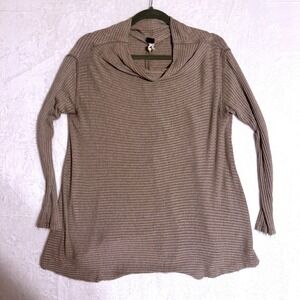 Free People We The Free Sunset Park Thermal Top Taupe Cowl Neck Open Back Medium